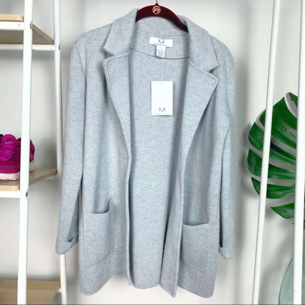 Magaschoni Gray Knit Blazer Light Gray S